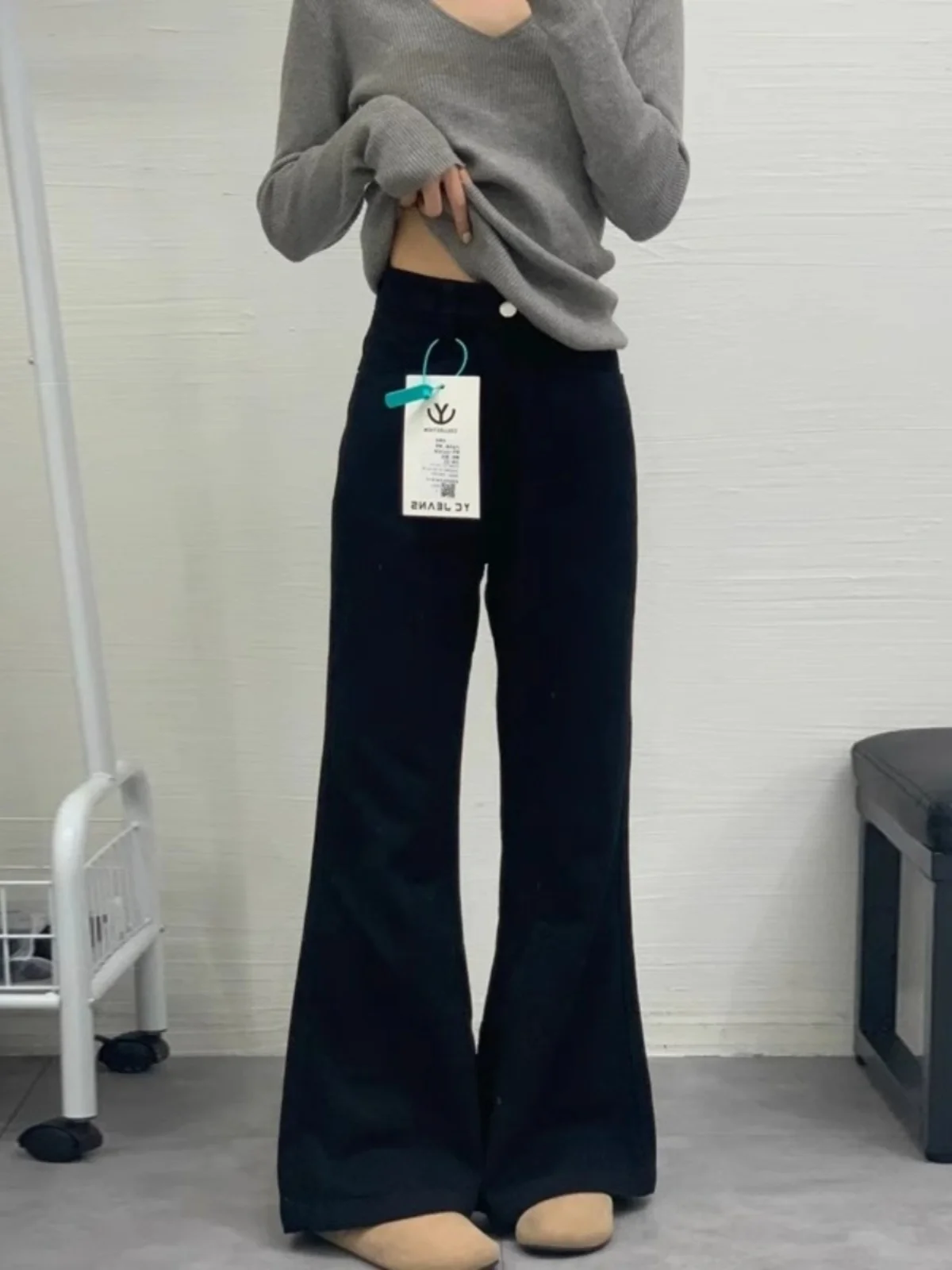 

Широкие джинсы с высокой талией, женские прямые джинсы свободного покроя, утягивающие джинсовые брюки, осенние новые удобные хлопковые эластичные брюки