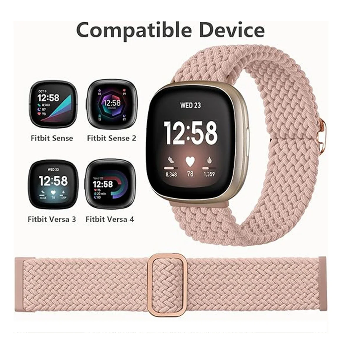 Soft Breathable Adjustable Quick Release Strap for Fitbit Versa4 3 Sense2 Versa2 Lite Sport Band Men Women