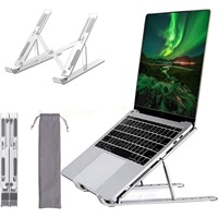 10 Angle Adjustable Aluminum Ergonomic Foldable Portable Desktop Laptop/Desktop Riser Stand Compatible with Most Laptops