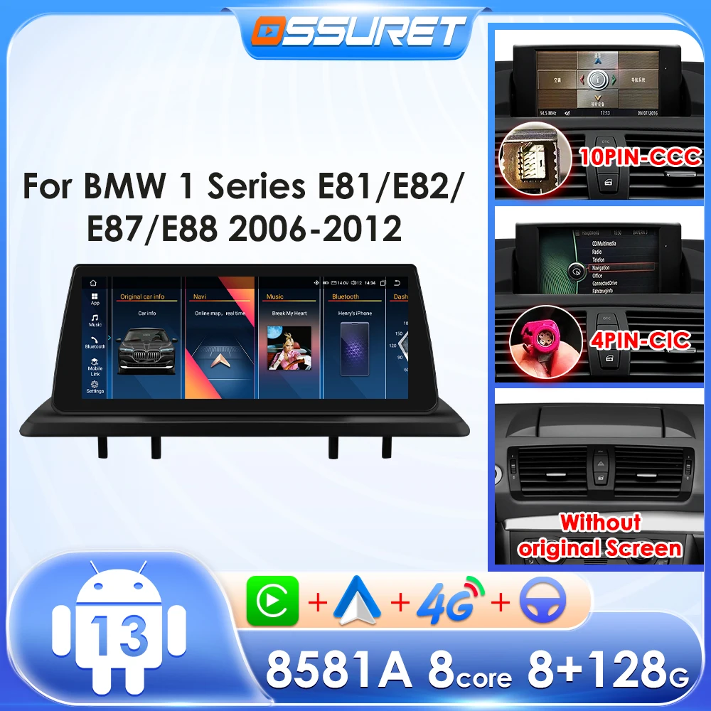 Autoradio für BMW 1er Serie 06-12 e81 e82 e87 e88 ccc cic Carplay Auto intelligente Systeme Android Auto GPS Navigation WiFi 4g