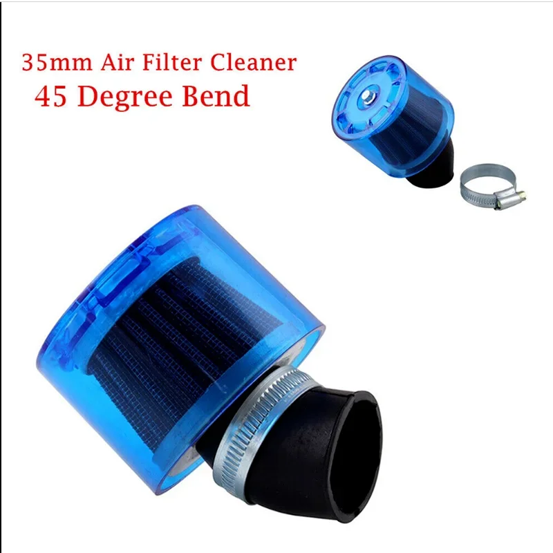 45 Degree Bend 35mm Air Filter Cleaner For 50cc 110cc 125cc Splash Proof w/Cover 1pcs