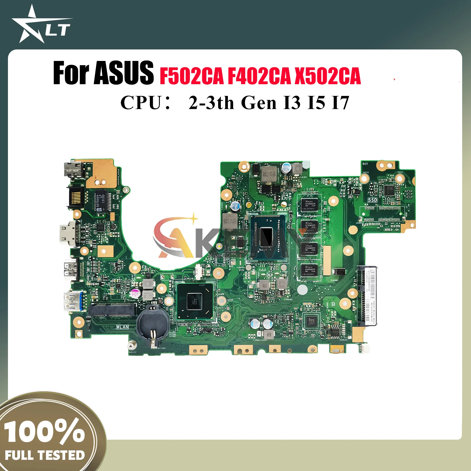 

X502CA Материнская плата для ноутбука ASUS VivoBook F502CA F402CA X502CA X502C Материнская плата для ноутбука с процессором I3 I5 I7 100% tests OK stk