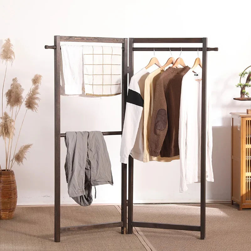 Office screen partition living room simple modern Chinese screen folding solid wood hanger partition screen retro