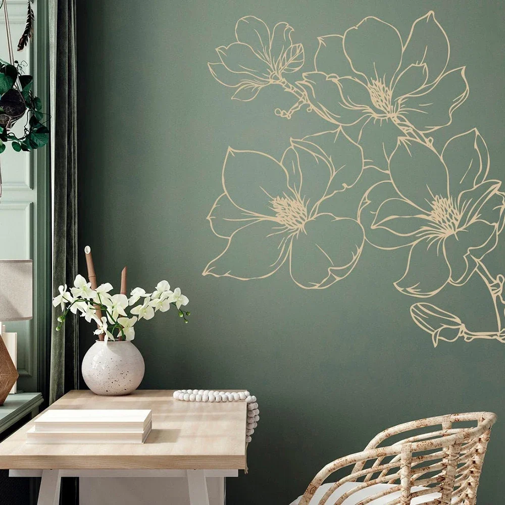 Beauty Flower Plant Wall Decal Bathroom Bedroom Nature Flora Tree Wall Sticker Living Room  Room  Decor