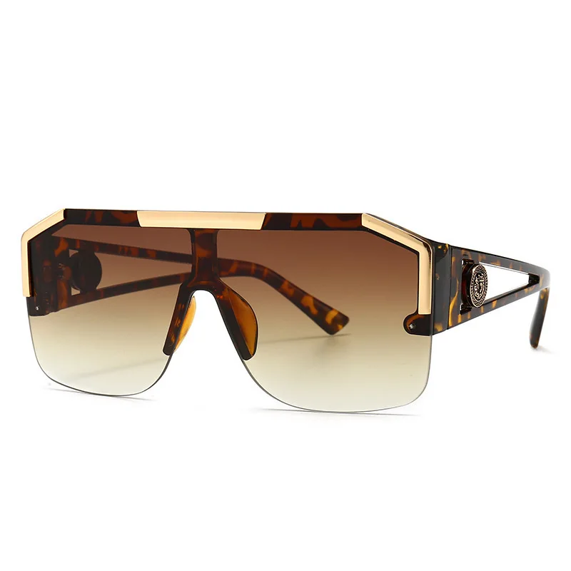 

Vintage Lion Head One-Piece Sunglasses Modern Charm Street Snap-On Trendy Faionable Sunscreen Glasses for Men round Face