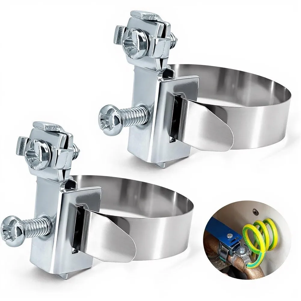 Silver Electro Galvanized Grounding Clamp 8-52mm For Cable Ties And Rod Installation Building Hardware Tools