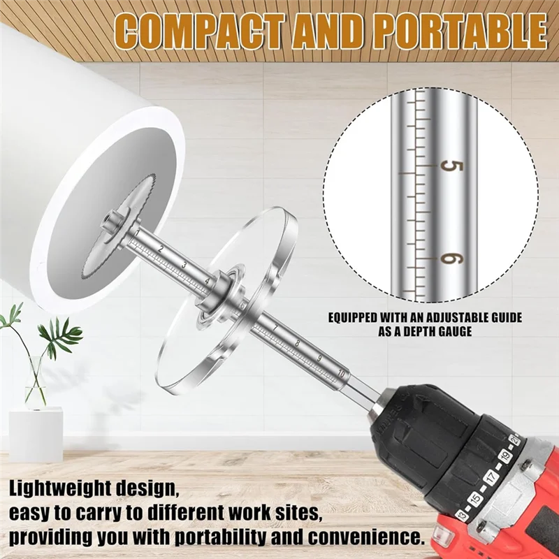 Fresh PVC Inside Cutter Tools Kit, Inside Pipe Cutter For PVC Pipe With Adjustable Depth Gauge Guide,For PVC/Wood/Soft Metal