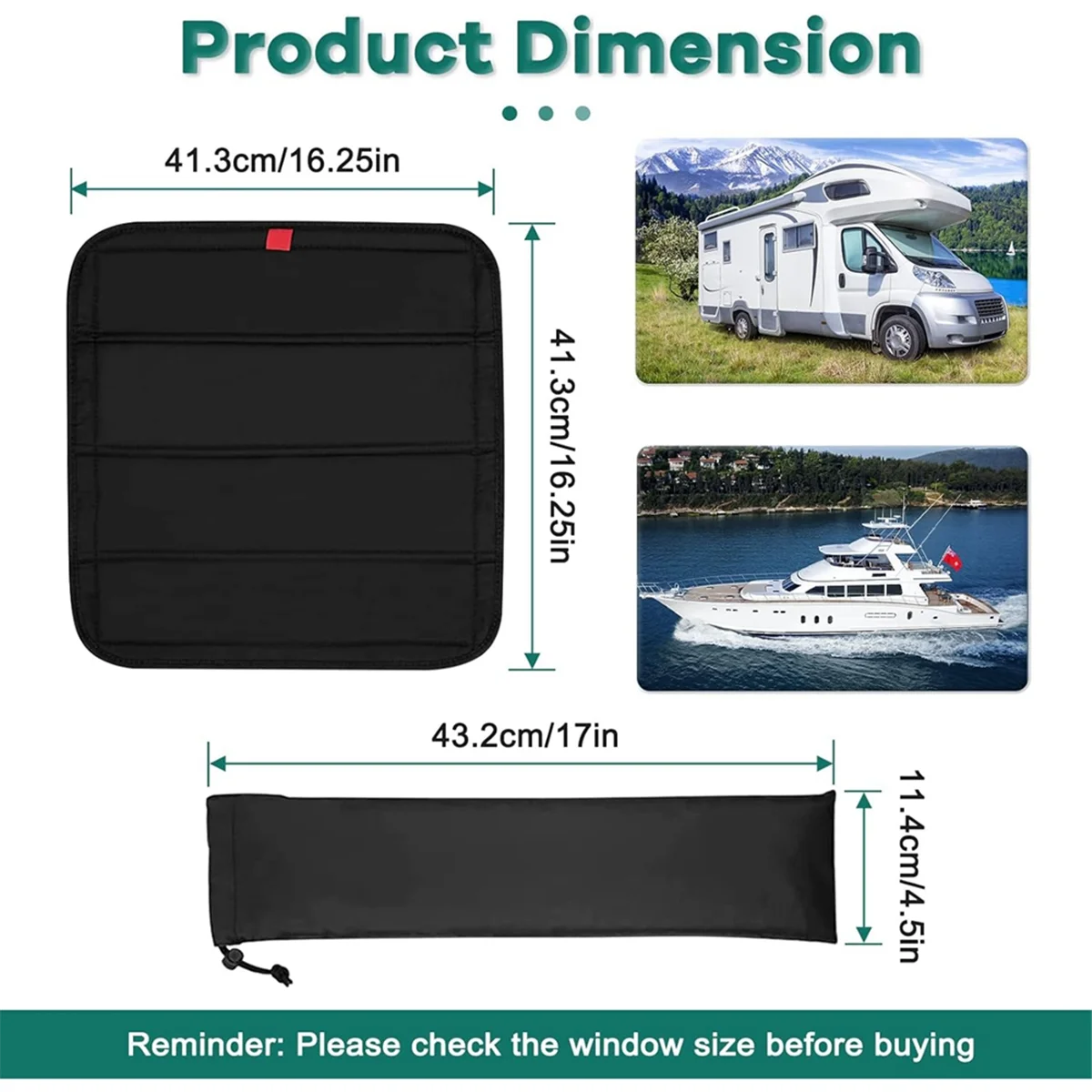 16In x 16In Waterproof Thickened Magnetic RV Window Shade, Foldable Magnet Motorhome Blackout Ventilation