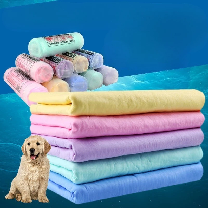 Reusable Synthetic Chamois Pet Towel Fast Drying Suede Shammy For Bathing Grooming Ultra Absorbent Designed Specifically For Pet