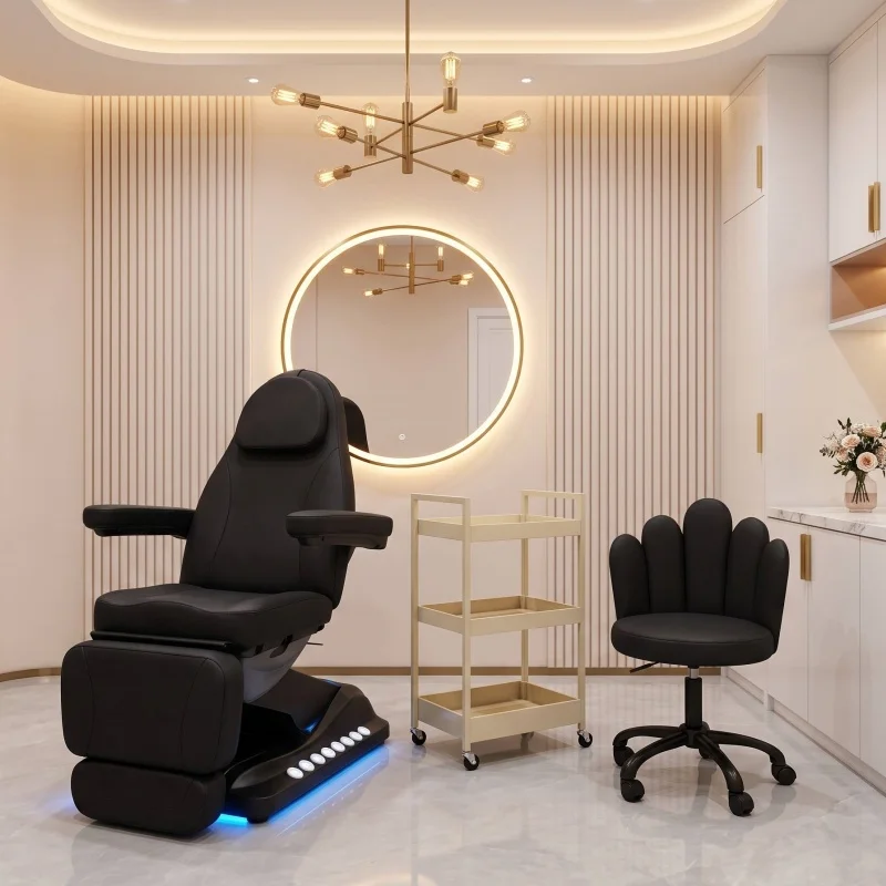 3 Motors Electric Beauty Treatment Chair Adjustable Reclining Tattoo Chair With LED Light Cosmetic Facial Bed