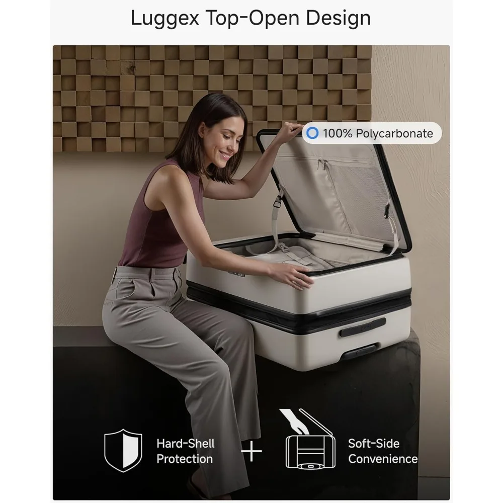 Expandable Polycarbonate Hard Shell Suitcase with Wheels, Top Opening, Purple, 28 Inch, Luggage for Travel