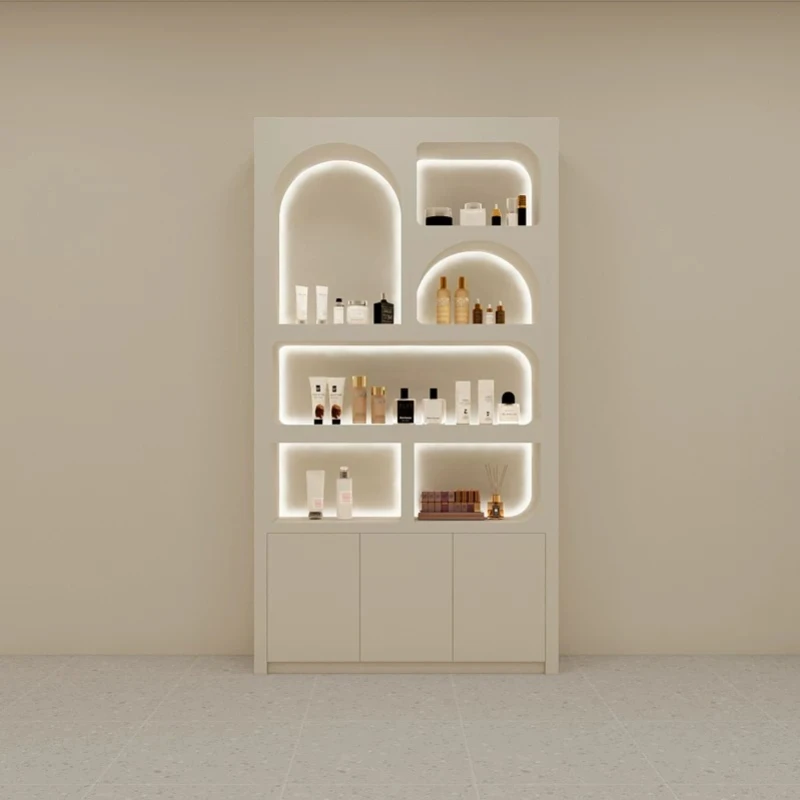French Cream Style Beauty Salon Display Cabinets High-end Nail Salon Skincare Display Rack Commercial Furniture Шкаф FYMC