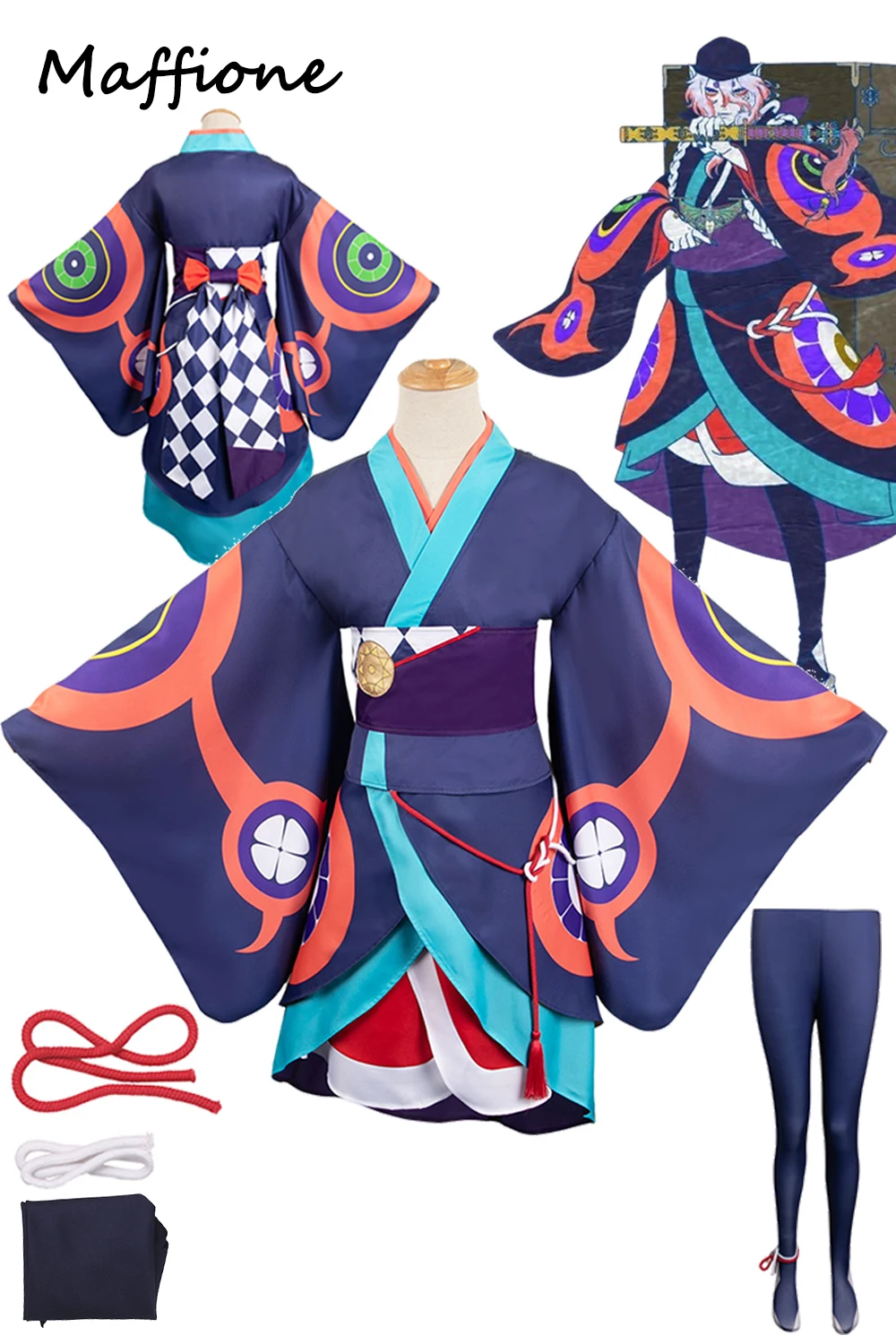 

Kusuriuri Cosplay Men Kimono Outfits Anime Mononokers Costume Male Roleplay Disguise Scarf Waist Band Set Halloween Party Suit