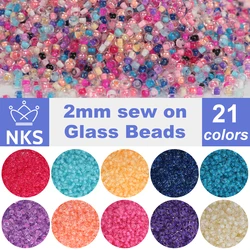 NKS Multiple colors 2mm Transparent Inside Dyed Colours Czech Glass Beads Crystal Round Hole Seedbeads For Clothing Accessories
