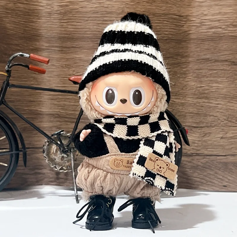 

For 17cm labubu V1 V2 Mini Idol Plush Doll'S Clothes Outfit Accessories For Korea Kpop Exo Labubu Bee Dinosaur Shark Costume