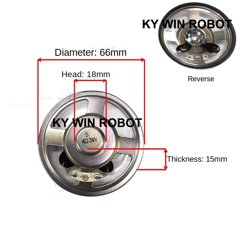 

2pcs/lot New Ultra-thin speaker waterproof 4 ohms 3 watt 3W 4R speaker Diameter 66MM 6.6CM thickness 15MM IC Electronic componen