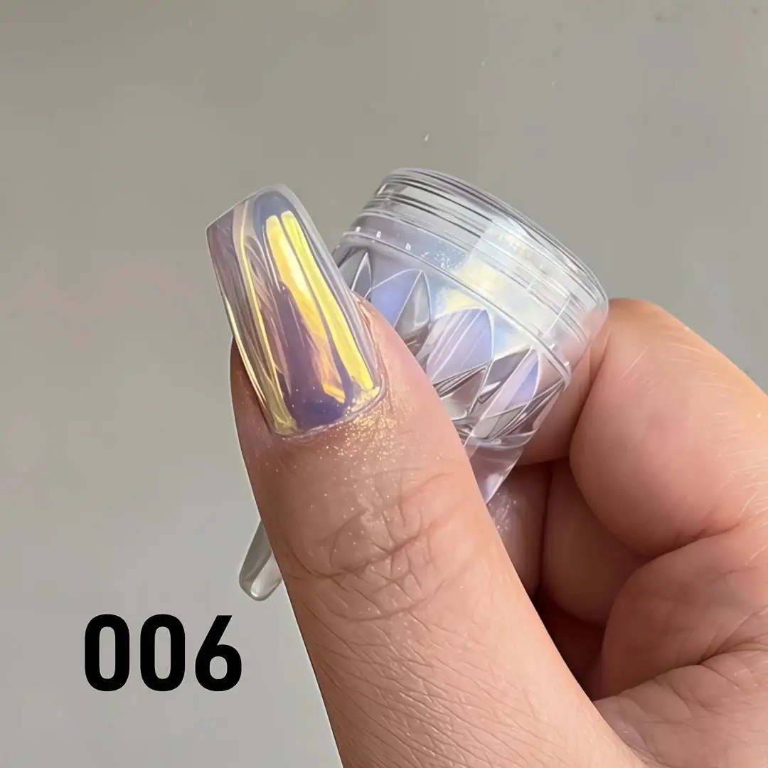 1pc Chrome Nagelpoeder Ijs Transparant Aurora Hoogglans Parel Regenboog Kleur Poeder Metaal Pigment Nail Art Creatie