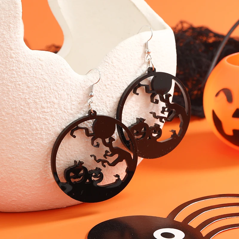 Halloween Series are Terrifying Funny and Personalized Skull Head Spider Pumpkin Plate Earrings