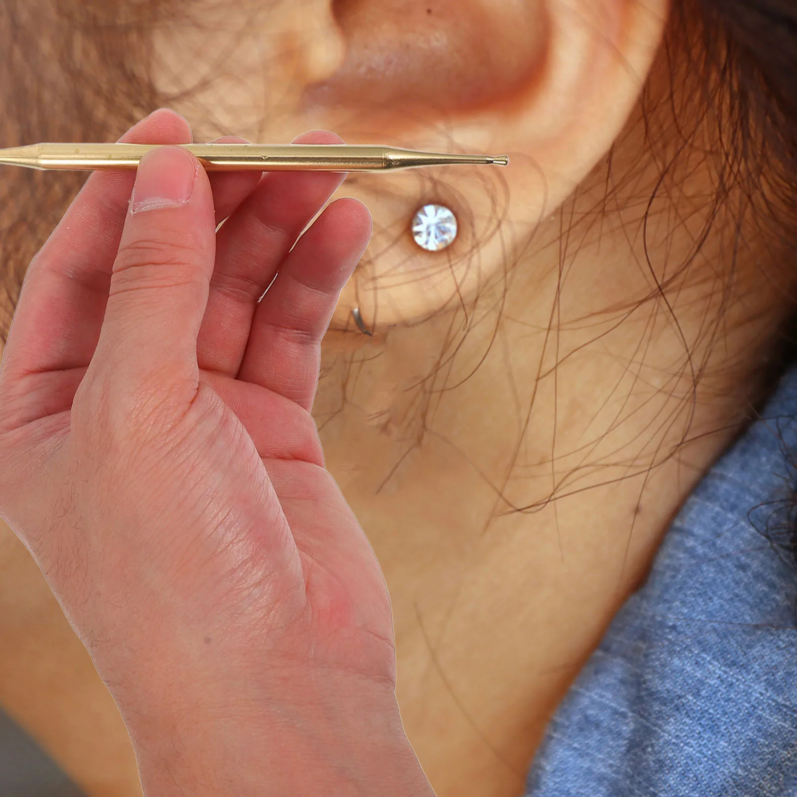 

Dual Head Ear Acupressure Pen Body Massage Tool Copper Probe Portable Fatigue Relief Ergonomic Design Durable Facial