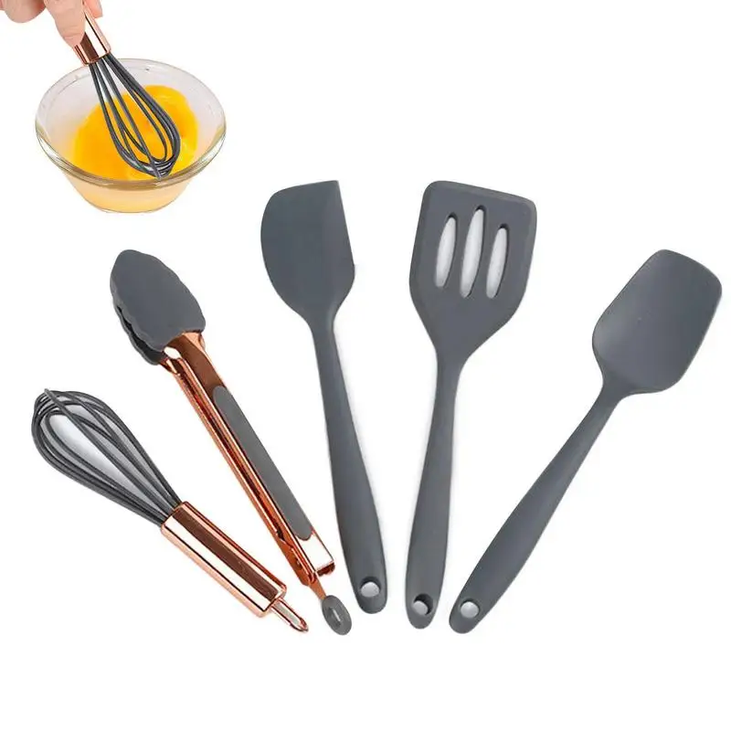 

Kitchen Utensils Set Kids Cooking Supplies Kitchenware Toys 5pcs Children Cookware Set Non-sticking Spatulas Egg Beater Tong