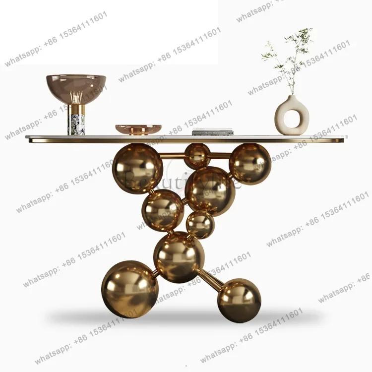 FG40Creative rock slab entrance table light luxury home end view table stainless steel