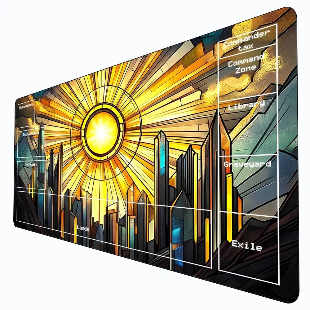 

Gathering Card Playmat Large Mouse Pad Stitched with Magic Zones Game Mats Tabletop for MTG/TCG Card Battle Trading Mat 35x60cm