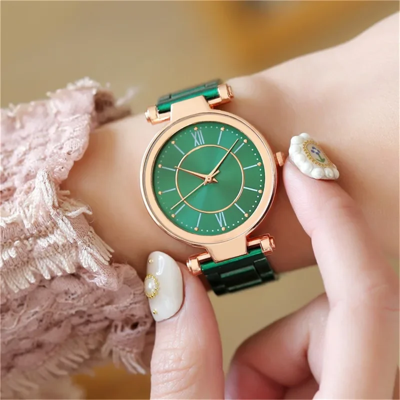 Luxury Rose Gold Stainless Steel Watches Female Classic Round Dial Quartz Watch Women Business Wristwatches Wrist Jewelry Reloj