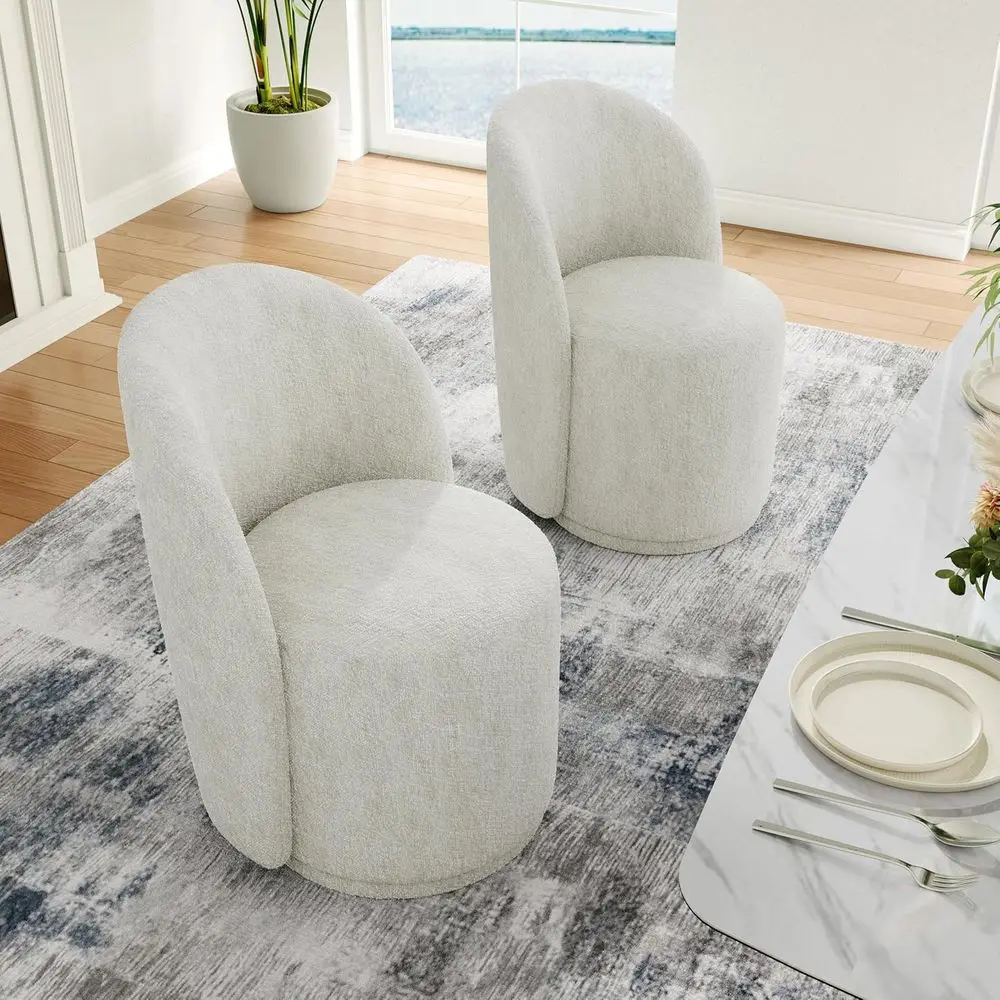 

Cream Swivel Upholstered Dining Chairs Set of 2 for Living Room, Bedroom, and Kitchen