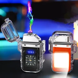 2024 New Waterproof Watch Lighter Windproof USB Plasma Rechargeable Lighter Outdoor Portable Cigarette Lighter Men's Watch Gift