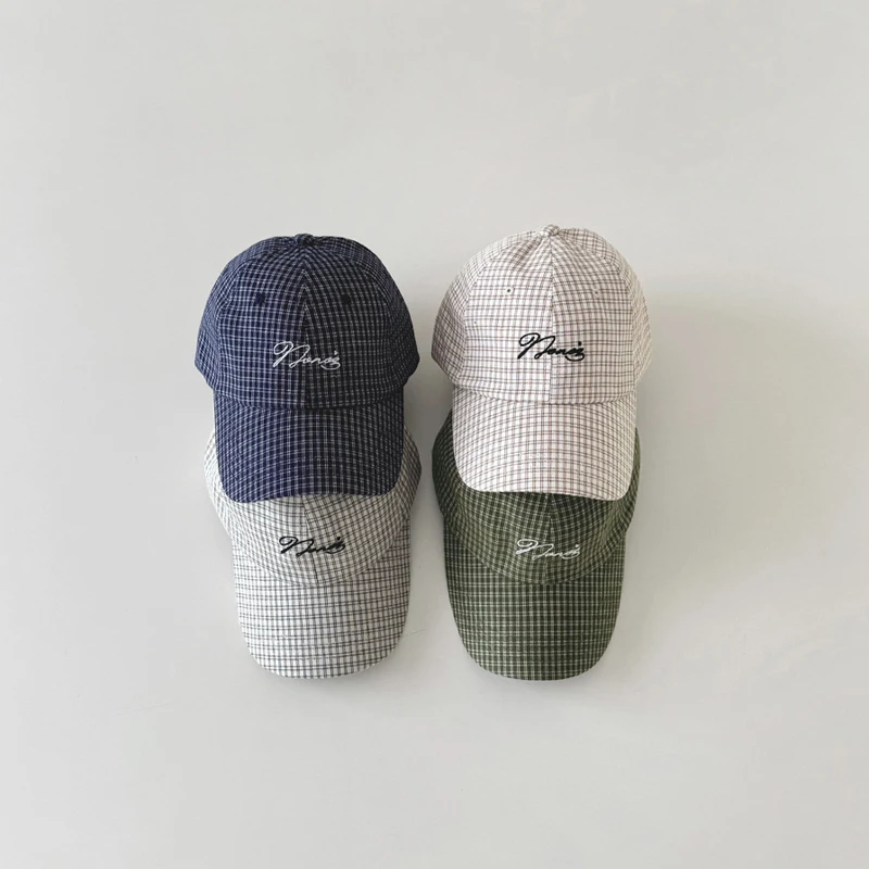 

Autumn Winter Children Baseball Caps Plaid Kids Boys Girls Sun Hat Cotton Spring Baby Hats