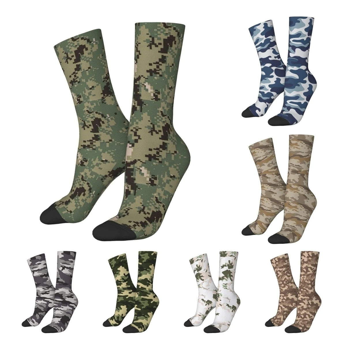 Winter Warm Harajuku Women Men Navy NWU Camo Socks Camouflage Non-slip Football Socks