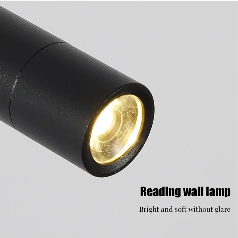 Led Bedside Wall Light Rotatable Flexible Spotlight Living Room Study Reading Lamp Hose Surface Mounted Sconce Night Light 220V image 6