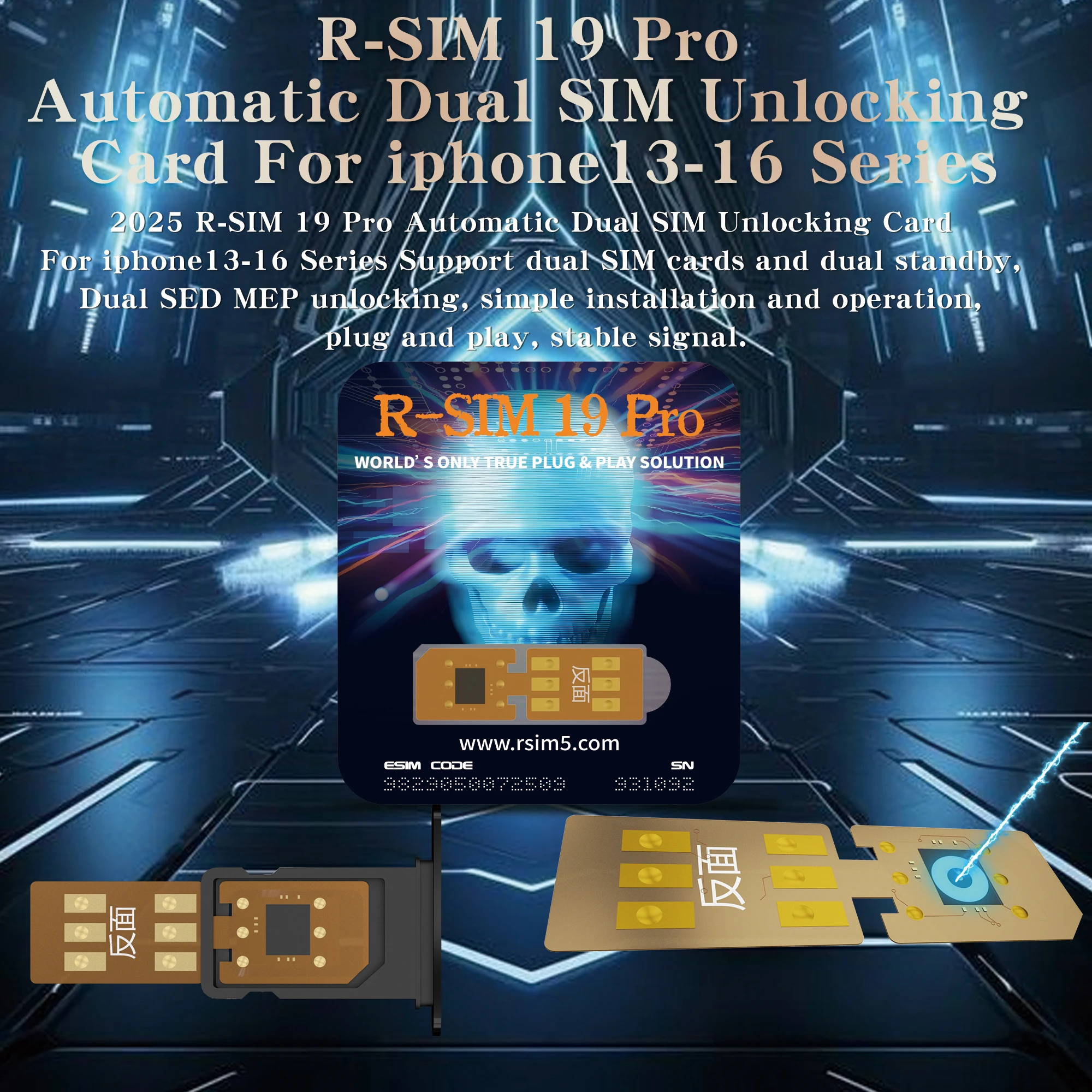 2025 Newest R-SIM 19 Pro Automatic Dual SIM Card For IP13 to 16PM Only Support Dual SIM Slots Perfectly working
