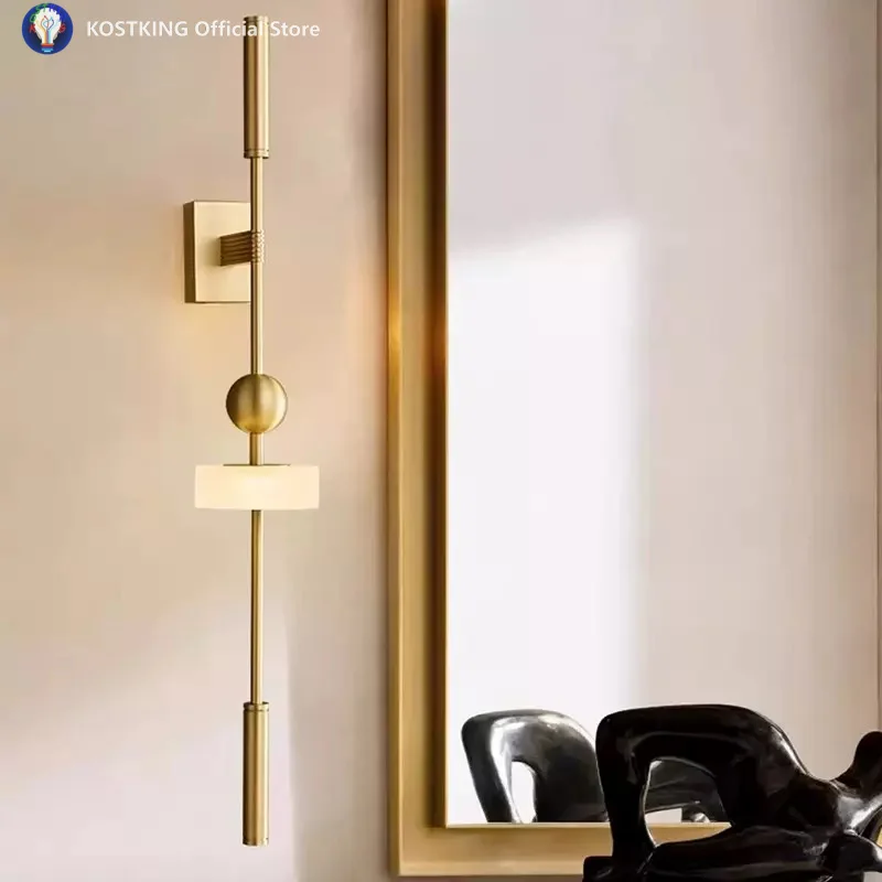 Novelty Brass Wall Light White Acrylic 3 Changeable New Style For Parlor Bathroom Dining Room Bedroom Aisle