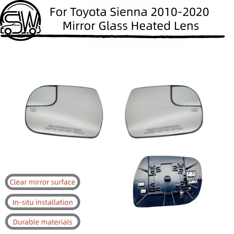 

For Toyota Sienna 2010-2020 Wing Door Side Rearview Mirror Glass Heated Lens