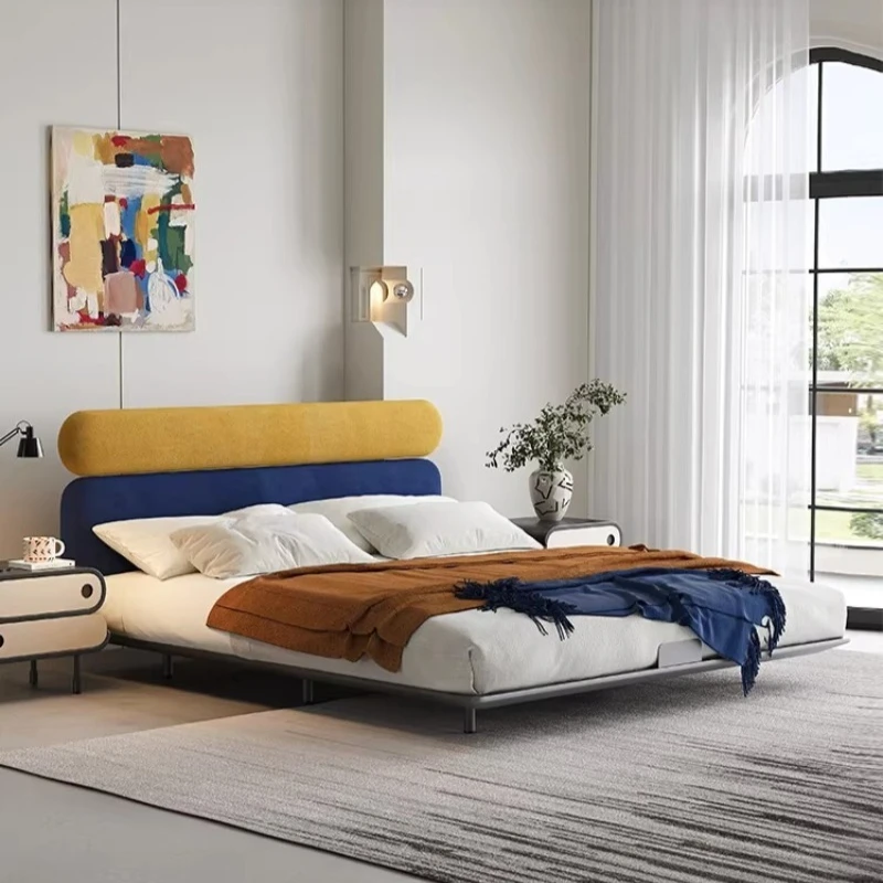 Modern simple fabric bed dopamine wind 1.8 meters double wedding bed