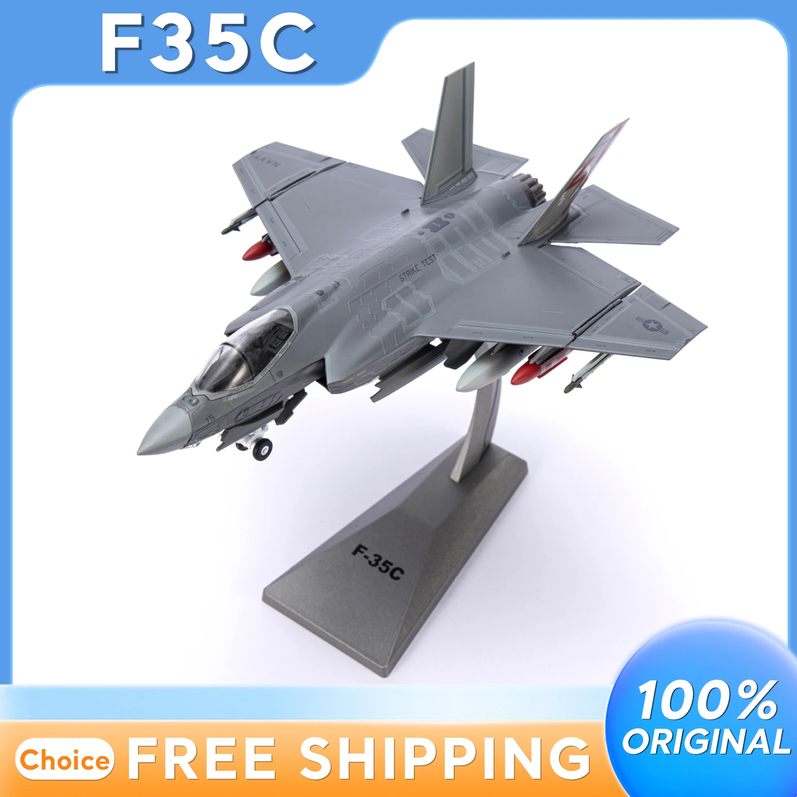 Modèle de Jet de chasse furtif F35C, échelle 1/72, Simulation d'avion militaire, jouet de Construction en alliage à collectionner pour adultes