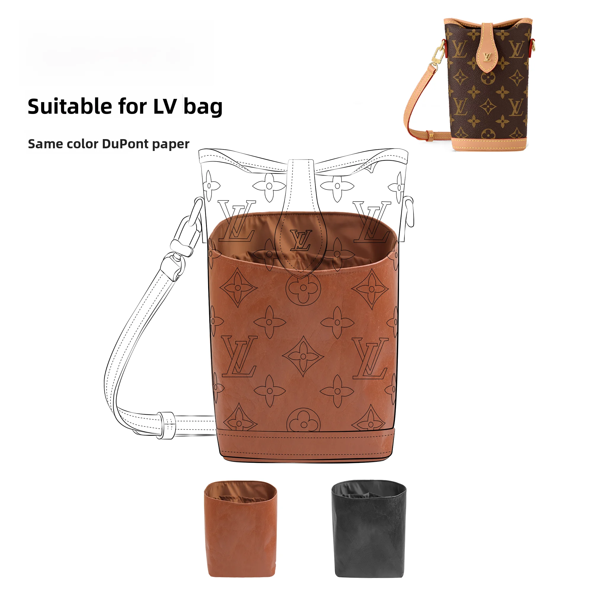 

Ultra Lightweight DGAZ LV French Fries Bag Dupont Paper Inner Full Gold Brown Same Color Family Storage Tools Makeup Bag