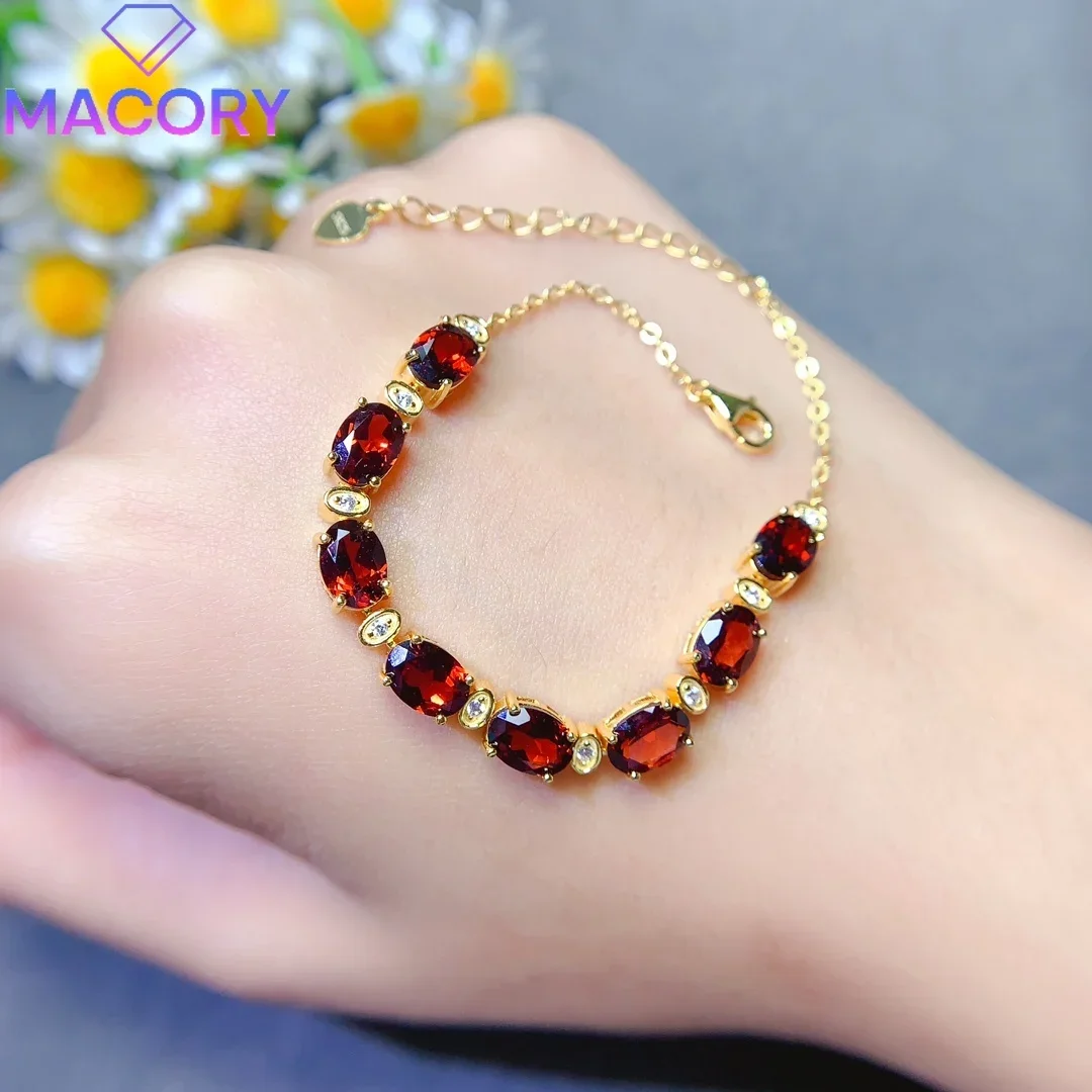 

New 925 sterling silver certified natural garnet bracelet female luxury jewelry free shipping exquisite gemstones.