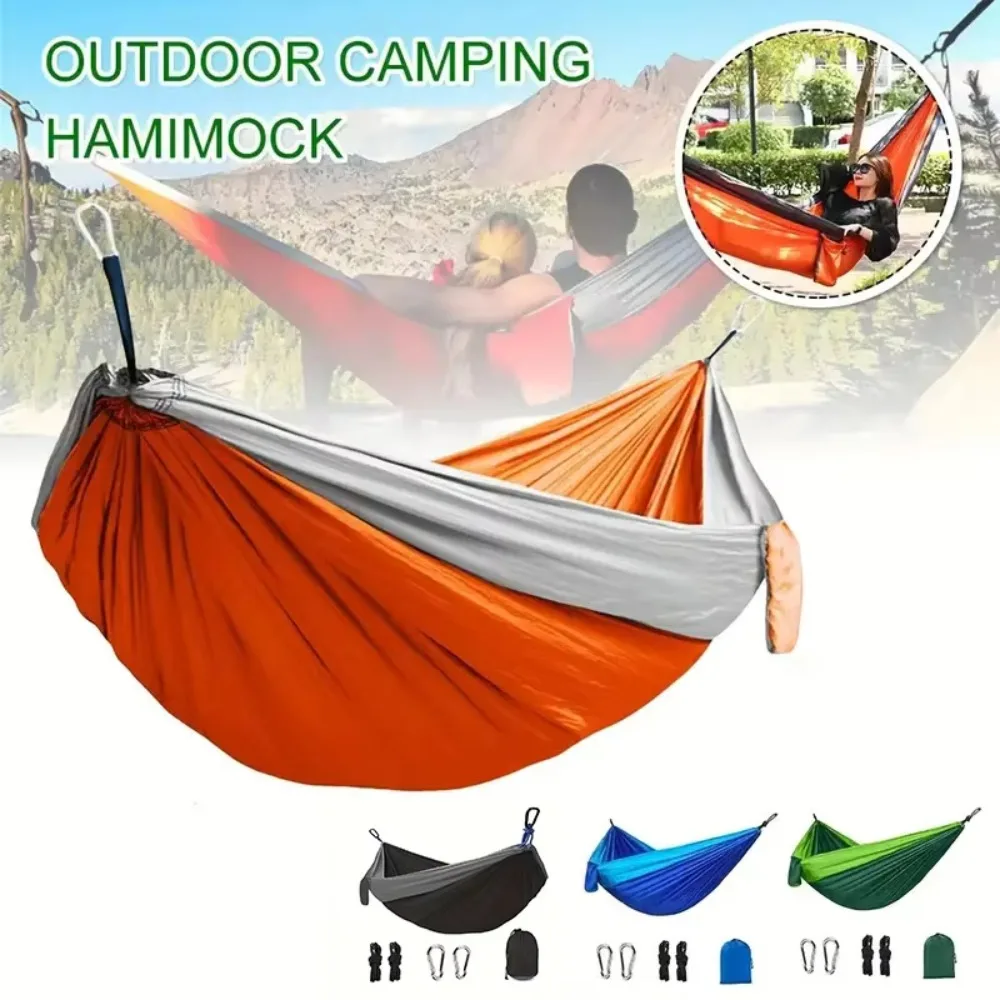 

New Double Nylon Camping Hammock with Hanging Straps Durable Hanging Bed Portable Camping Swing Outdoor
