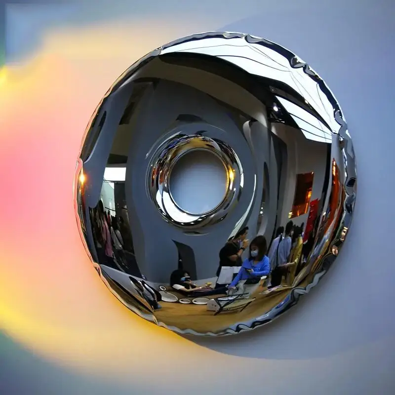 Stainless Steel Donut Ring Wall-Mounted Decorative Art for Hotels, Clubs, Showrooms, and Luxury Villa Background Walls