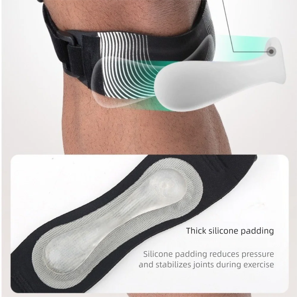 

Adjustable Patella Knee Brace Double Silicone Pads Pressurized Tendon Support Strap Comfortable Ergonomic Knee Wrap Sleeve