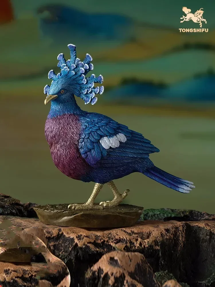 Copper Handicrafts Animal Figurine Blue Crested Dove Statue Brass Animal Sculpture Birds Collection Home Room Decoration Gifts
