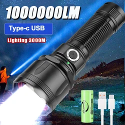 Most Powerful LED Flashlight White Laser Tactical Flash Light Rechargeable Torch Long Range Lamp Camping Hunting Lantern XHP360