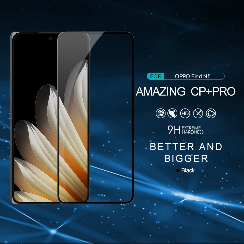 NILLKIN CP+PRO غراء كامل 9H زجاج لهاتف OPPO Find N5، مضاد للتوهج ومضاد لبصمات الأصابع، طبقة مقسى رفيعة للغاية 0.33 مم صديقة للبيئة