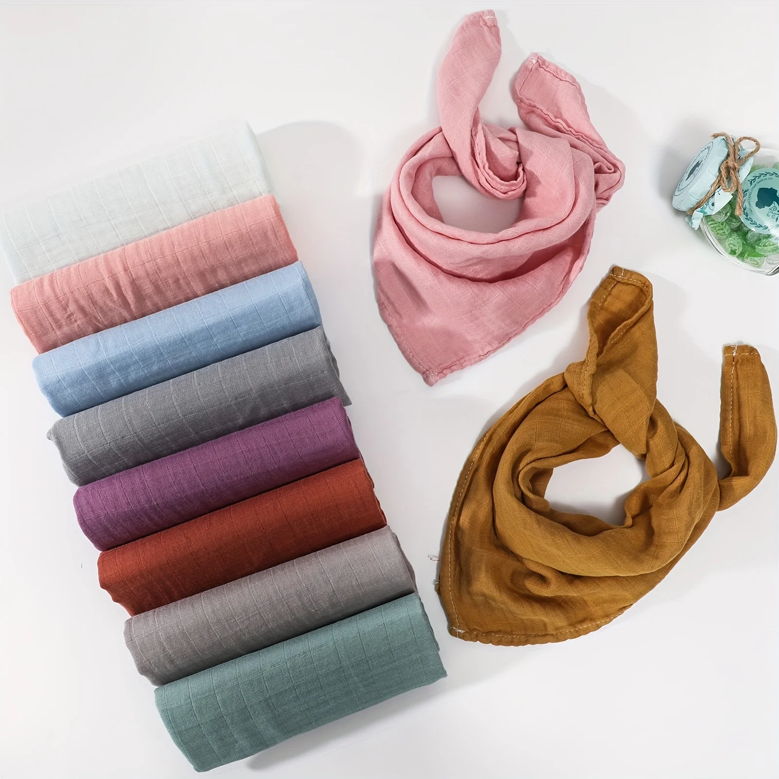 Five Cartons for Four Seasons Boys and Girls Bamboo Fiber Gauze Bib Blanket Soft Skin Pure Color Square Towel 60*60cm