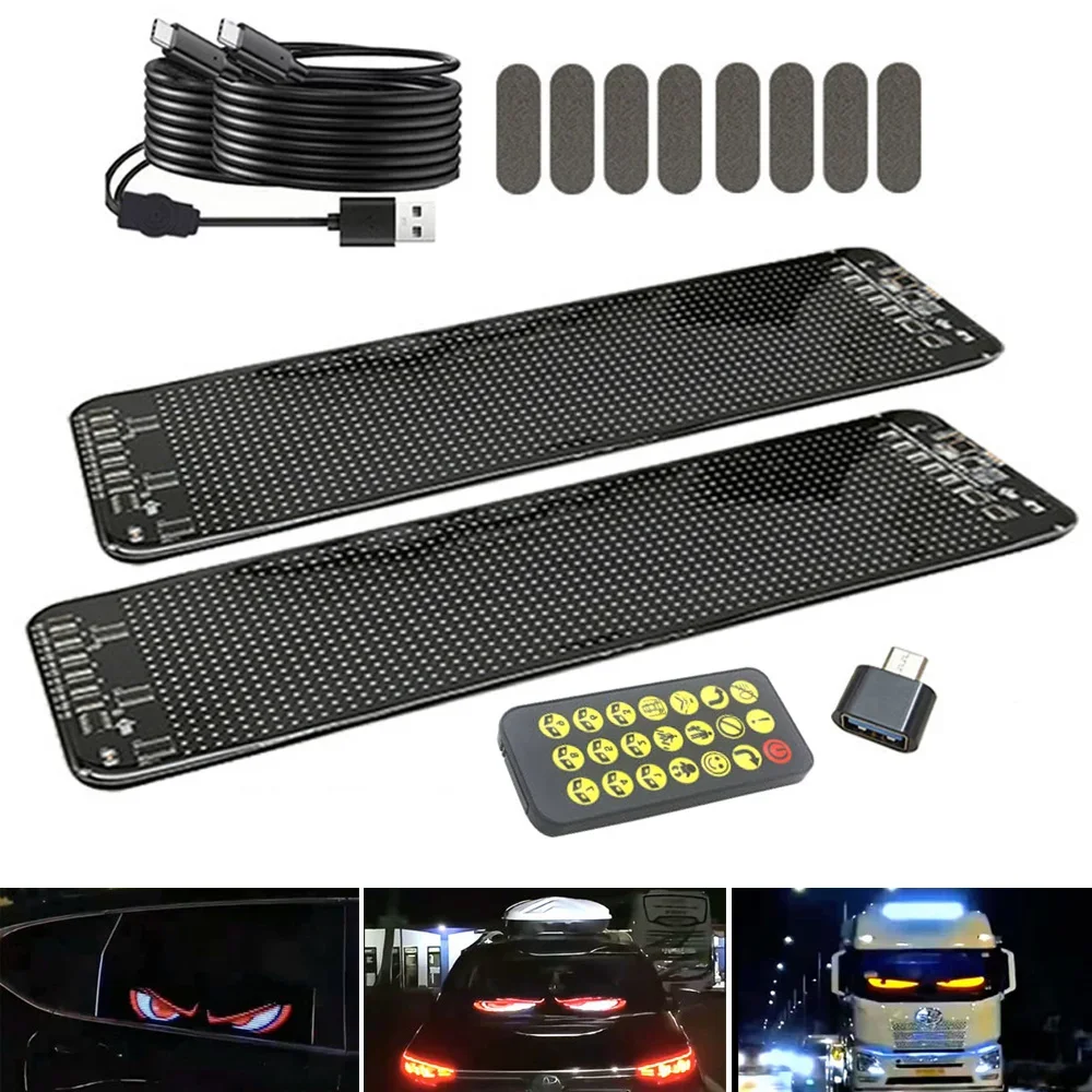 App Control Scrolling Advertising LED Sign Devil Eyes RGB Screen Light for Truck USB Text Pattern Programmable Display Car Panel
