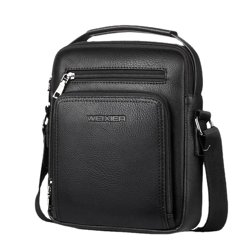 Mens PU Leather Briefcase Crossbody Bag Multi Pocket Travel Storage Shoulder Bag Casual Business Bag Hot Sale
