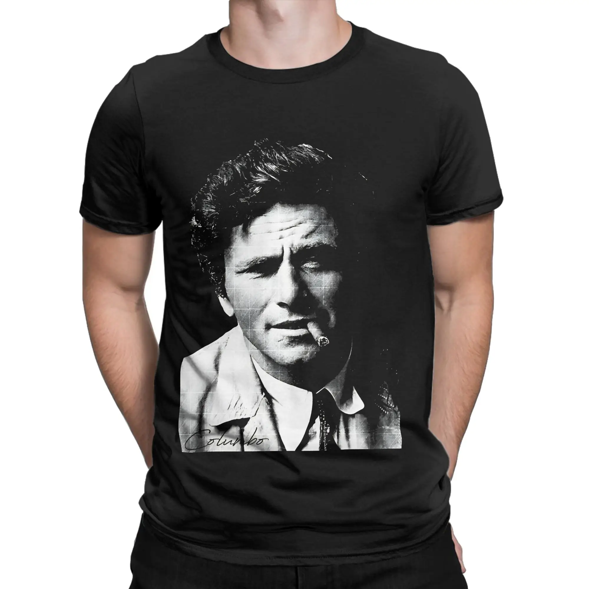 Columbo Portrait  T-Shirt  Hip Hop T-Shirts Short Sleeve Vintage Tops Summer Cotton O Neck Plus Size Top Tees