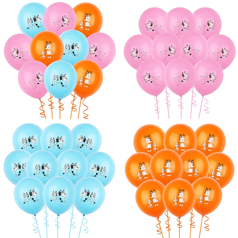 12/24/36/48PCS Cartoon Bluey Printing Latex Balloons 12inch Pink Blue Yellow Balloon Children Birthday Party Favors Baby Shower